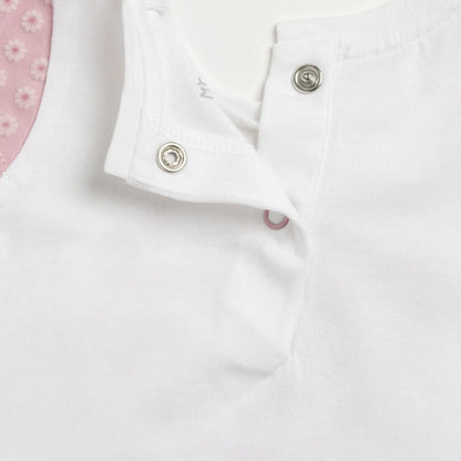 Girls White and Pink Graphic Printed T-Shirt with Shorts
