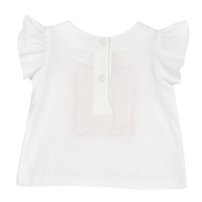 Girls White and Pink Graphic Printed T-shirt