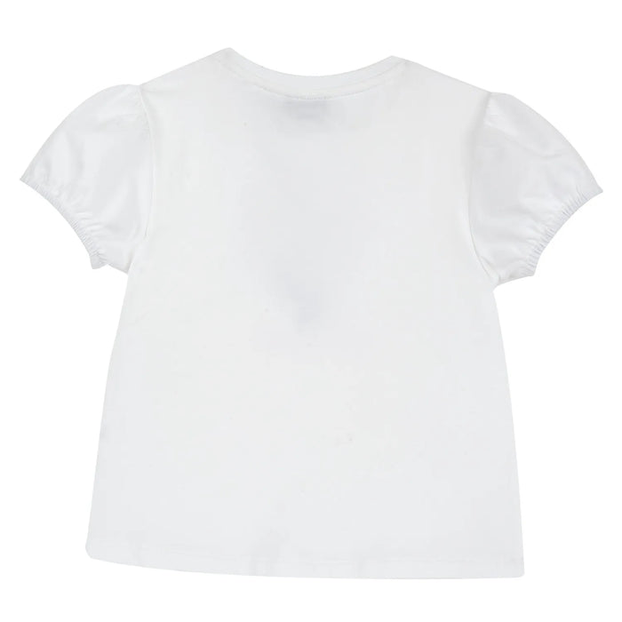 Girls White and Purple Embellished T-shirt