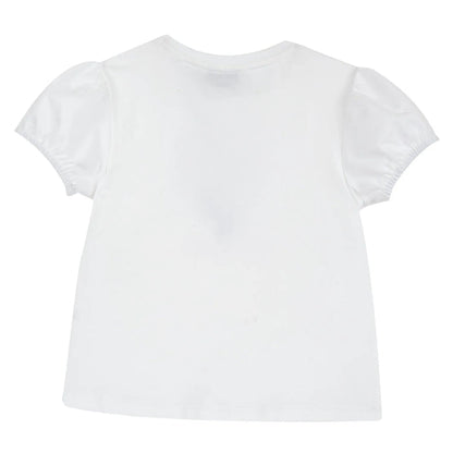 Girls White and Purple Embellished T-shirt
