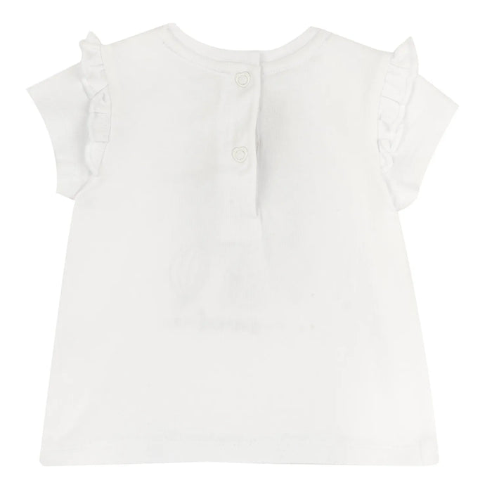 Girls White and Red Graphic Printed T-shirt
