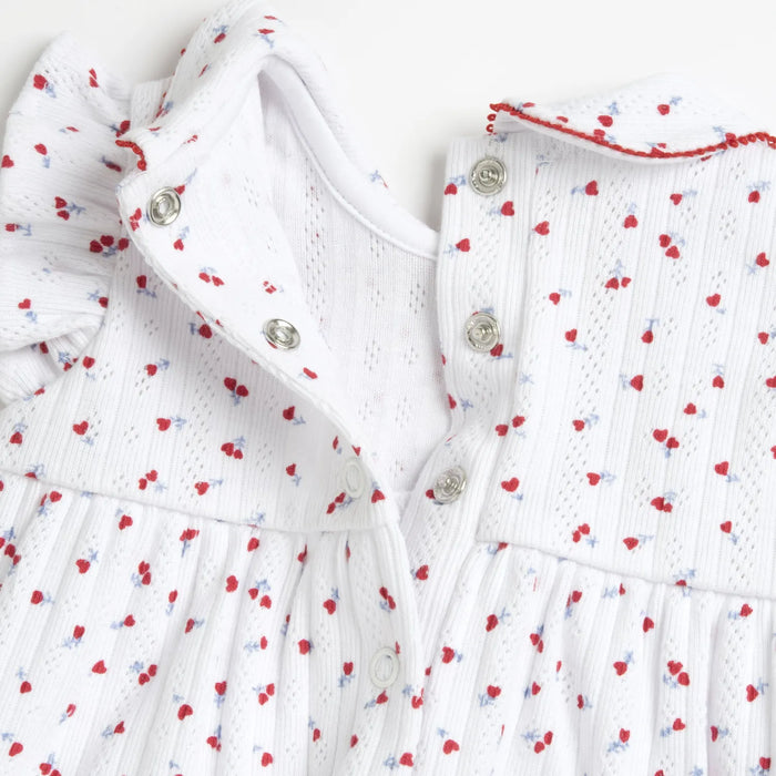 Girls White and Red Printed Dress with Panties