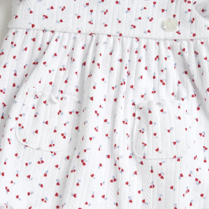 Girls White and Red Printed Dress with Panties