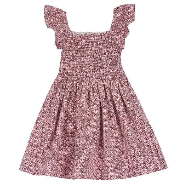 Girls White and Red Printed Dress