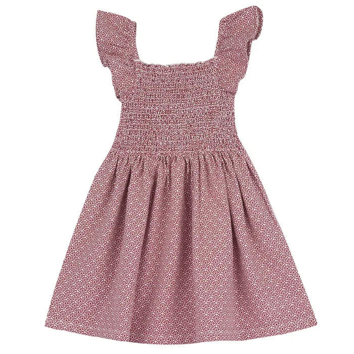 Girls White and Red Printed Dress