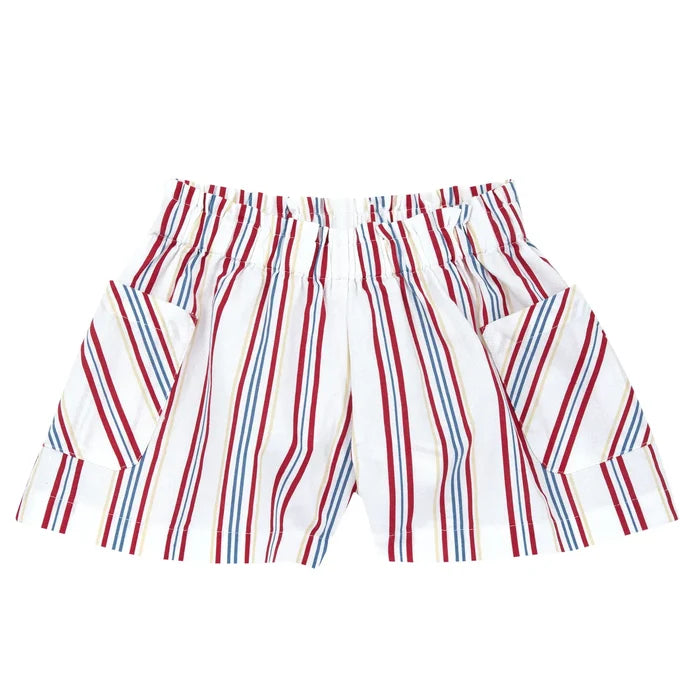 Girls White and Red Striped Shorts