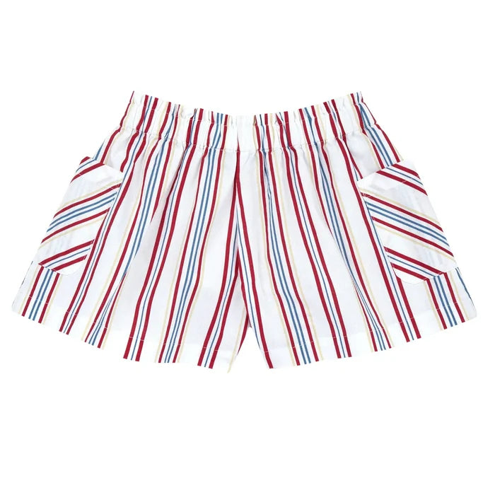 Girls White and Red Striped Shorts