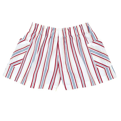 Girls White and Red Striped Shorts
