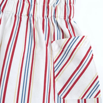 Girls White and Red Striped Shorts