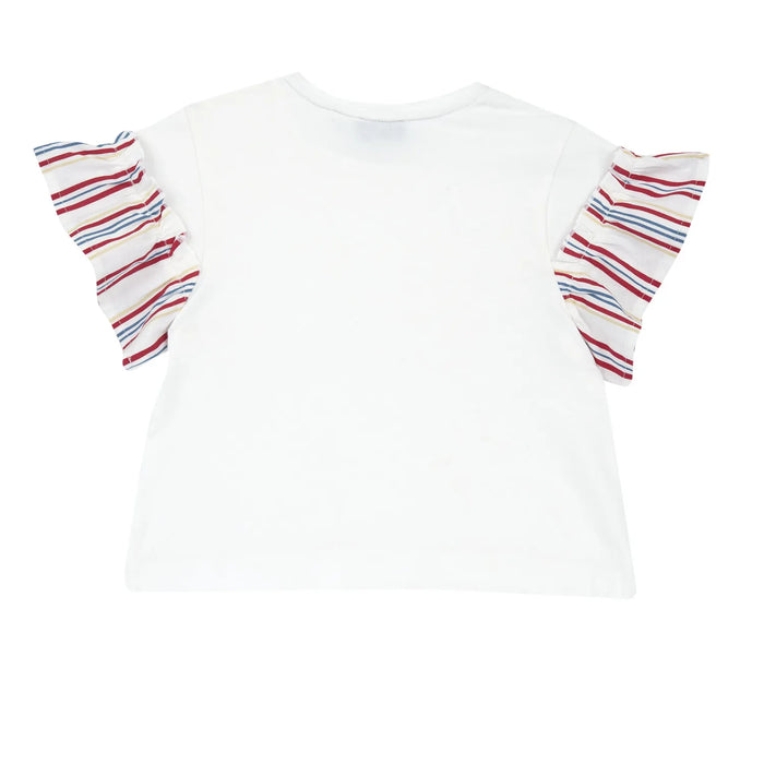 Girls White and Red Striped T-shirt