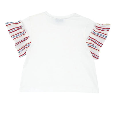 Girls White and Red Striped T-shirt