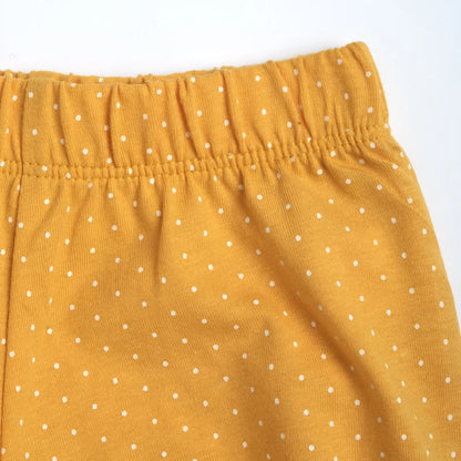 Girls White and Yellow Floral Printed Top with Shorts