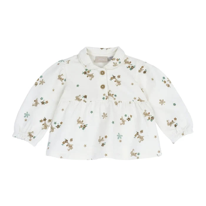 Girls White Animal Printed Knitted Top