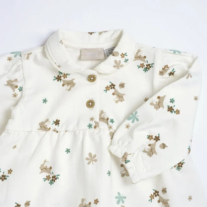 Girls White Animal Printed Knitted Top