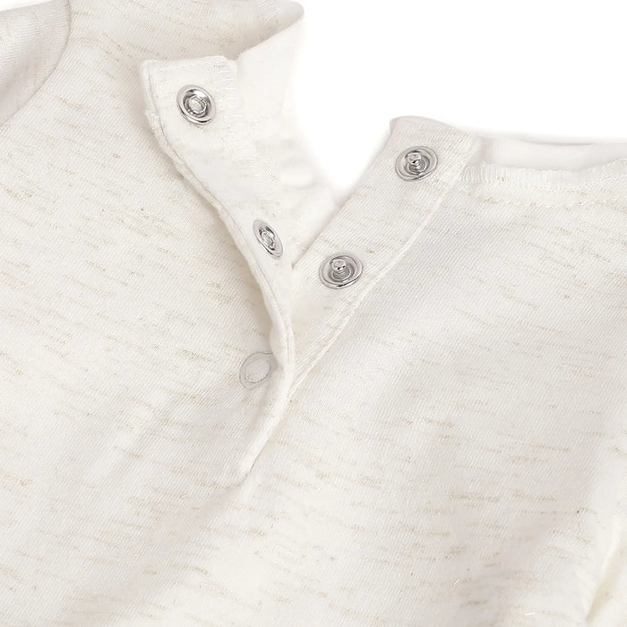 Girls White & Beige T-shirt with Trouser