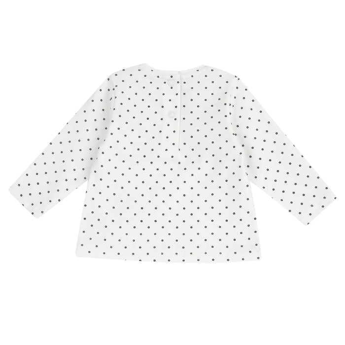 Girls White & Black Printed Long Sleeve T-shirt