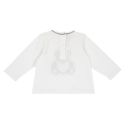Girls White & Brown Embellished Long Sleeve T-shirt