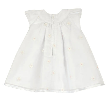 Girls White Embroidered Cap Sleeve Dress