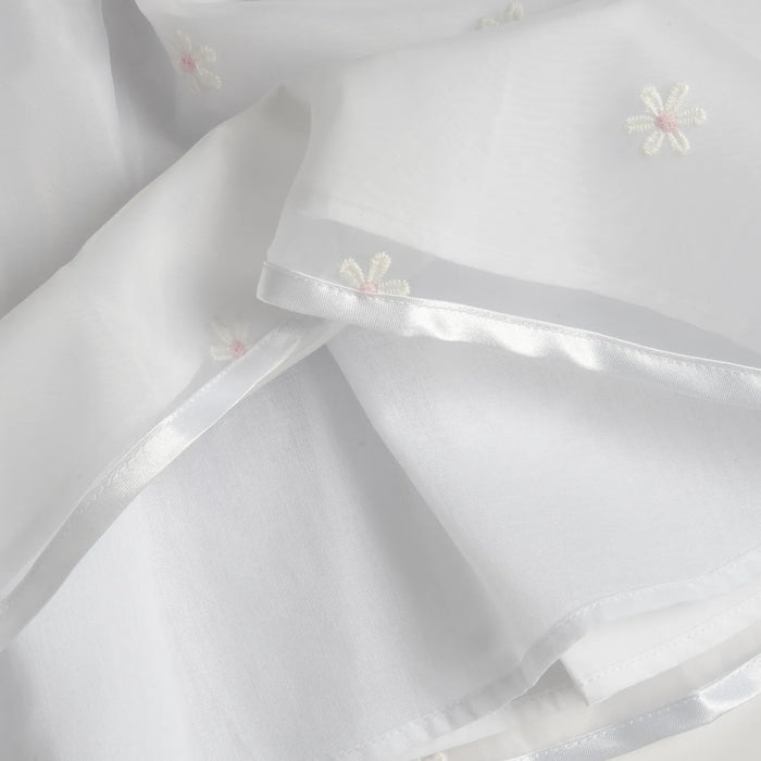 Girls White Embroidered Cap Sleeve Dress