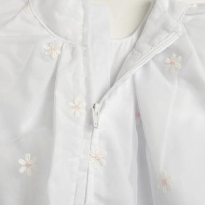 Girls White Embroidered Cap Sleeve Dress