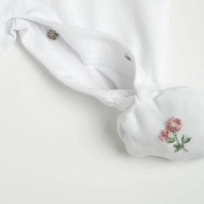 Girls White Embroidered Leg Opening Babysuit