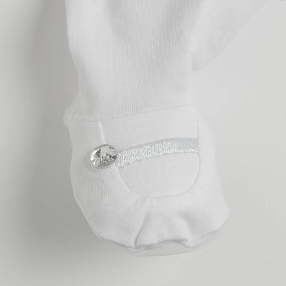 Girls White Embroidered Leg Opening Babysuit