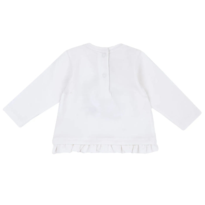 Girls White Embroidered Long Sleeve Top
