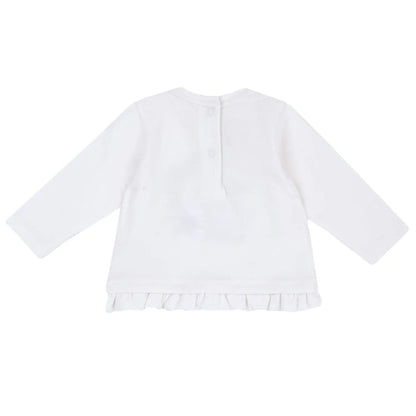 Girls White Embroidered Long Sleeve Top
