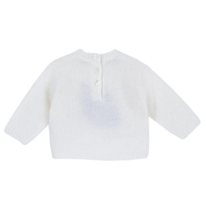Girls White Embroidered Pullover