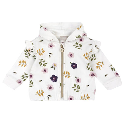 Girls White Floral Printed Sweatshirt