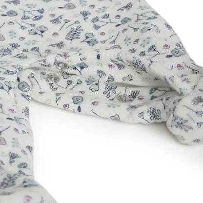 Girls White & Grey Printed Leg Opening Babysuit