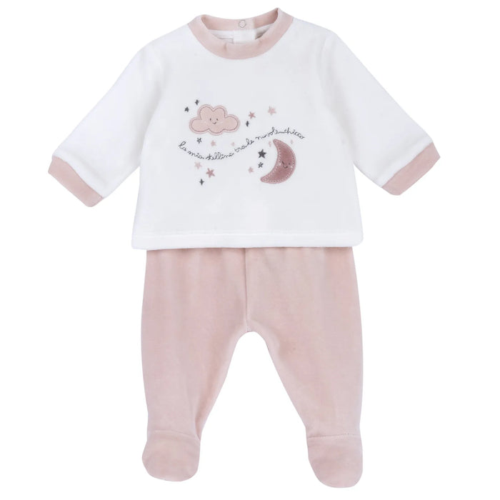 Girls White & Pink Applique Smock with Legging