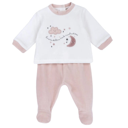 Girls White & Pink Applique Smock with Legging