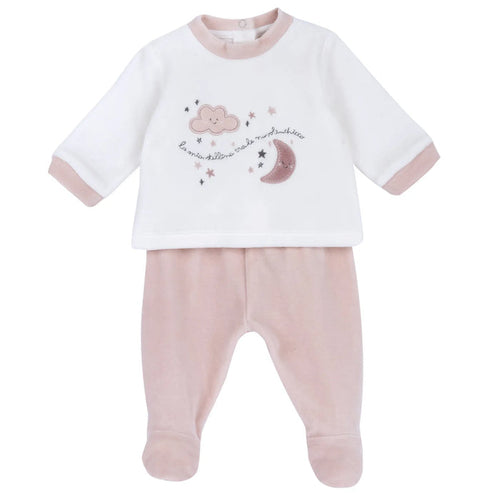 Girls White & Pink Applique Smock with Legging