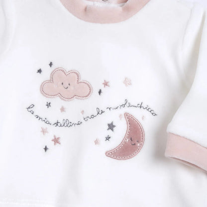 Girls White & Pink Applique Smock with Legging