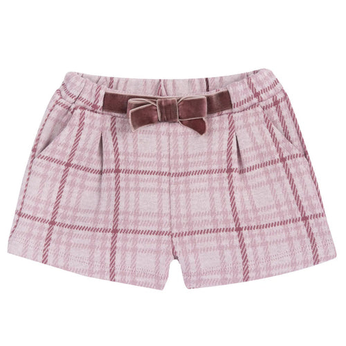 Girls White & Pink Checked Shorts