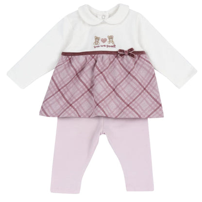 Girls White & Pink Embroidered Sweatshirt with Leggings