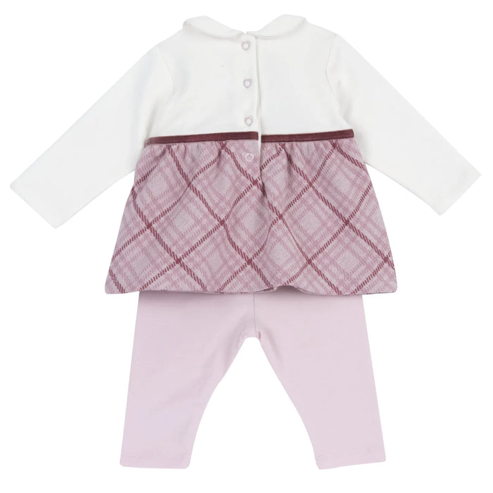Girls White & Pink Embroidered Sweatshirt with Leggings