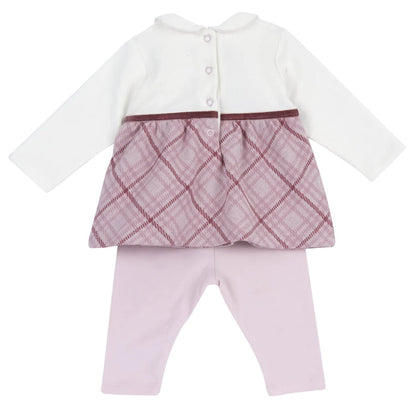 Girls White & Pink Embroidered Sweatshirt with Leggings