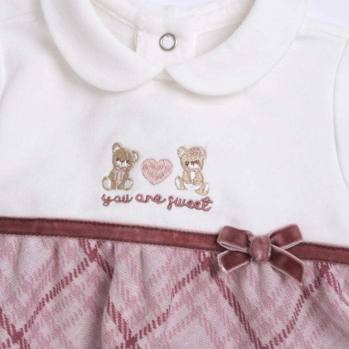 Girls White & Pink Embroidered Sweatshirt with Leggings