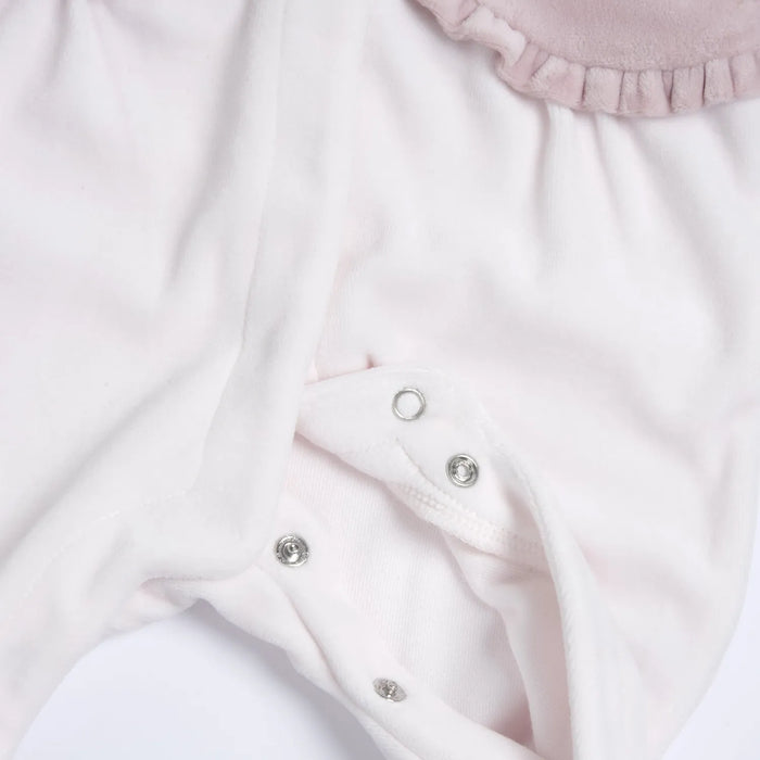 Girls White & Pink Peter Pan Collar Front Opening Babysuit