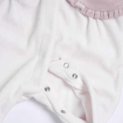 Girls White & Pink Peter Pan Collar Front Opening Babysuit