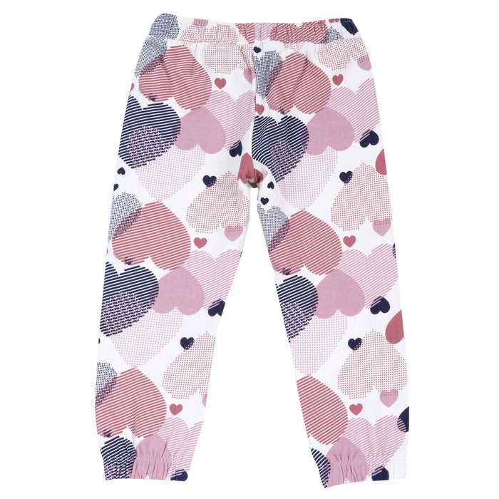 Girls White & Pink Printed Joggers
