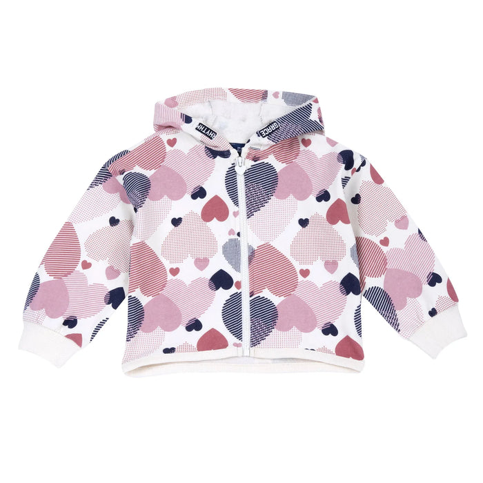 Girls White & Pink Printed Sweatshirt