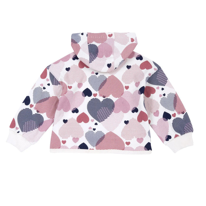 Girls White & Pink Printed Sweatshirt