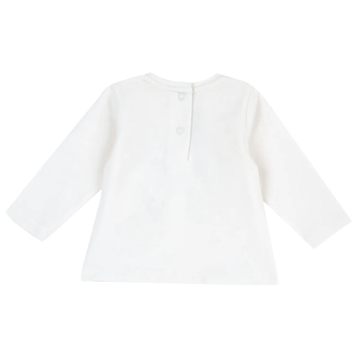 Girls White Printed Long Sleeve T-shirt
