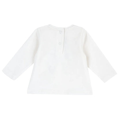 Girls White Printed Long Sleeve T-shirt