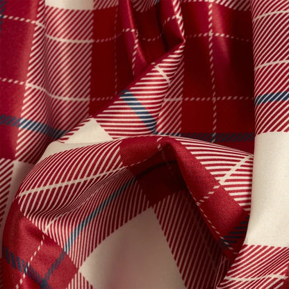 Girls White & Red Checked Long Sleeve Dress