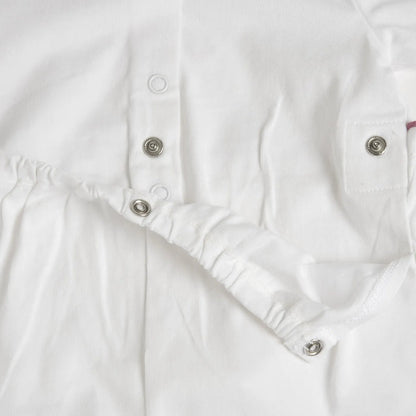 Girls White Self Design Back Opening Babysuit