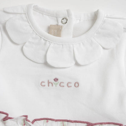 Girls White Self Design Back Opening Babysuit